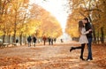 Young beautiful couple at fall Royalty Free Stock Photo