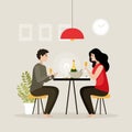 Young beautiful couple having dinner at home by candlelight drinking champagne. Romantic dinner at home. Royalty Free Stock Photo