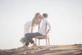 Young beautiful couple kissing at the beach Royalty Free Stock Photo