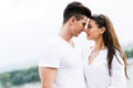 Young beautiful couple rubbing noses as a sign of love Royalty Free Stock Photo