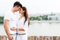 Young beautiful couple rubbing noses as a sign of love Royalty Free Stock Photo