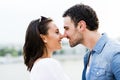 Young beautiful couple rubbing noses as a sign of love Royalty Free Stock Photo