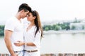 Young beautiful couple rubbing noses as a sign of love Royalty Free Stock Photo