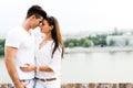 Young beautiful couple rubbing noses as a sign of love Royalty Free Stock Photo