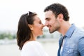 Young beautiful couple rubbing noses as a sign of love Royalty Free Stock Photo