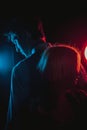 Young beautiful couple silhouette in Black and White Royalty Free Stock Photo