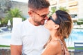 Young beautiful couple on vacation smiling happy and confident Royalty Free Stock Photo