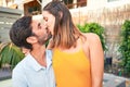 Young beautiful couple on vacation smiling happy and confident Royalty Free Stock Photo