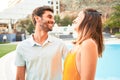 Young beautiful couple on vacation smiling happy and confident Royalty Free Stock Photo