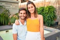 Young beautiful couple on vacation smiling happy and confident Royalty Free Stock Photo