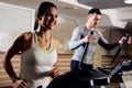 Young beautiful couple working out cardio training Royalty Free Stock Photo
