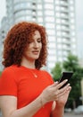 Beautiful woman talking phone in the city Royalty Free Stock Photo