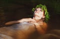 Young beautiful drowned woman lying in the water Royalty Free Stock Photo