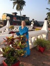 Young beautiful European woman in the Indian national clothes Royalty Free Stock Photo