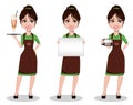 Young beautiful female barista in uniform