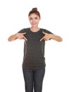 Young beautiful female with blank t-shirt Royalty Free Stock Photo
