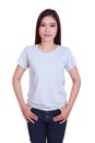Young beautiful female with blank t-shirt Royalty Free Stock Photo