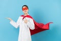 Young beautiful female hospital doctor superhero Royalty Free Stock Photo