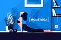 Young beautiful flexible girl doing yoga at home Royalty Free Stock Photo