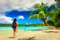 young beautiful girl enjoy vacation on tropical Royalty Free Stock Photo