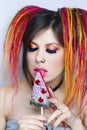 Woman with lollipop Royalty Free Stock Photo