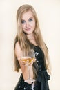 Young beautiful girl with a glass of wine