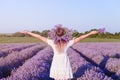 Young beautiful girl in lavender field Royalty Free Stock Photo