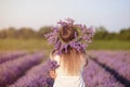 Young,beautiful girl in lavender field Royalty Free Stock Photo