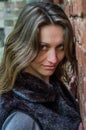 A young beautiful girl with long hair walks through the spring Stryjsky park in Lviv Royalty Free Stock Photo