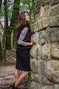 A young beautiful girl with long hair walks through the spring Stryjsky park in Lviv Royalty Free Stock Photo