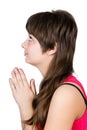 Young beautiful girl praying. isolated Royalty Free Stock Photo