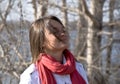 Young beautiful girl in a red scarf Royalty Free Stock Photo