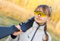 Young beautiful girl with a shotgun Royalty Free Stock Photo