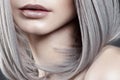 Young beautiful girl with silver make-up and ash hair