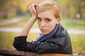 Young beautiful girl sit Royalty Free Stock Photo