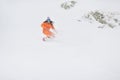 Young beautiful girl snowboarder in motion Royalty Free Stock Photo