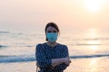 Young beautiful girl stands near the sea Royalty Free Stock Photo