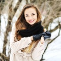 Young beautiful girl winter portrait Royalty Free Stock Photo