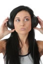 Young beautiful happy women listening music Royalty Free Stock Photo