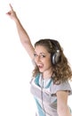 Young beautiful happy women listening music Royalty Free Stock Photo