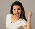 Happy excited and euphoric attractive young woman celebrating mo Royalty Free Stock Photo