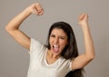 Happy excited and euphoric attractive young woman celebrating mo Royalty Free Stock Photo