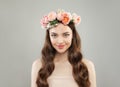 Young beautiful model woman with healthy skin and brown curly hair portrait. Natural beauty Royalty Free Stock Photo