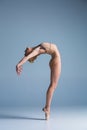 Young beautiful modern style dancer posing on a studio background Royalty Free Stock Photo