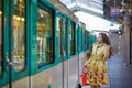 Young beautiful Parisian woman in subway Royalty Free Stock Photo