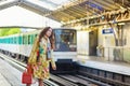 Young beautiful Parisian woman in subway Royalty Free Stock Photo