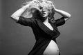 Young beautiful pregnant woman. Blonde girl with big belly Royalty Free Stock Photo