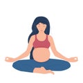 Young beautiful pregnant woman doing yoga.Fitness healthy lifestyle. Stock vector illustration Royalty Free Stock Photo