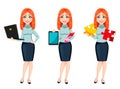 Young beautiful redhead business woman