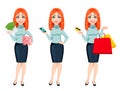 Young beautiful redhead business woman